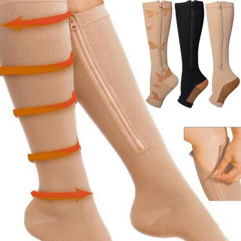 1 par kompresije čarapa zatvarač za žene i muškarce, čvrste čarape na munje, za poboljšanje cirkulacije, olakšavanja boli i otekline