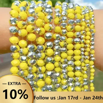 50шт Kristalne perle 4x6 mm, Metalne, Šarene staklene perle za izradu nakita Diy Ogrlica Narukvica Pribor Veleprodaja