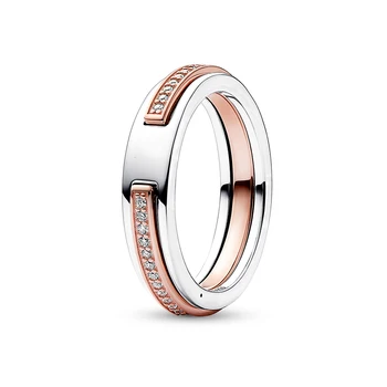 Autentična brand boje prsten s logotipom i pave od 925 sterling srebra za žene, poklon nakit svojim rukama