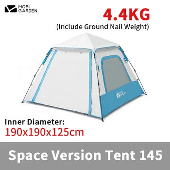 Automatsko šator MOBI GARDEN za kampiranje na otvorenom, Šator brzo otvaranje na tri sezone za pješačenje, Šator Lingdong Space Verzije 145/180