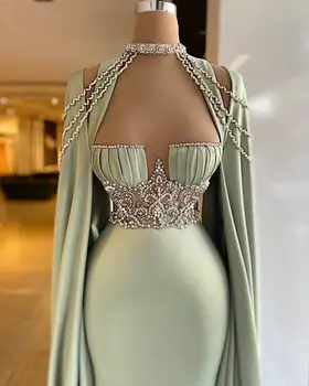 Elegantne Satin Večernje haljine s kristalima, duge rukave, izvezena perle u obliku srca, Атласное Smještaj haljina za djevojčice na red