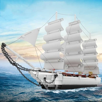 Ideje Jedrilicu Bijeli Labud Brod Gradivni Blokovi Kreativni Eksperiment Srednjovjekovni Brod Brod Cigle Model Igračke Za Djecu, Poklone Za Rođendan MOC
