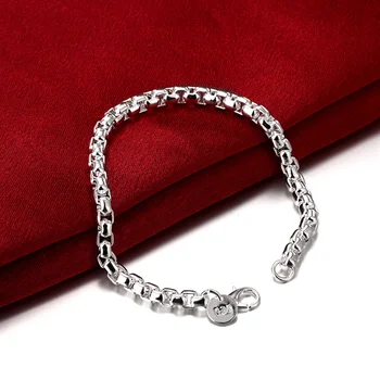 Topla moda Narukvica od 925 Sterling Srebra za žene fino 4 MM okrugli sitast lanca Poklon za svadbene zurke Ulične univerzalne nakit