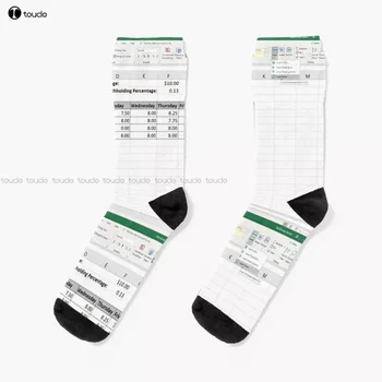 Čarape s tablice Excel Personalizirane Običaj Čarape Uniseks za odrasle, tinejdžere i mlade na digitalni tisak 360 ° Poklon Uličnu odjeću po mjeri