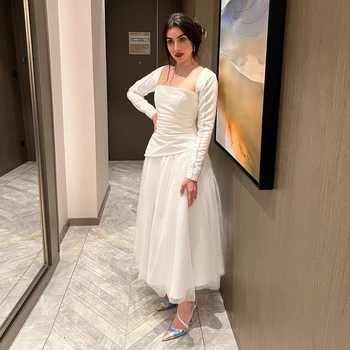 Ženske večernje haljine ROSELLA White s trga ovratnik, трапециевидное haljina dužine do ankles, večernjih haljina za prom s šljokice, novo 2023 godine